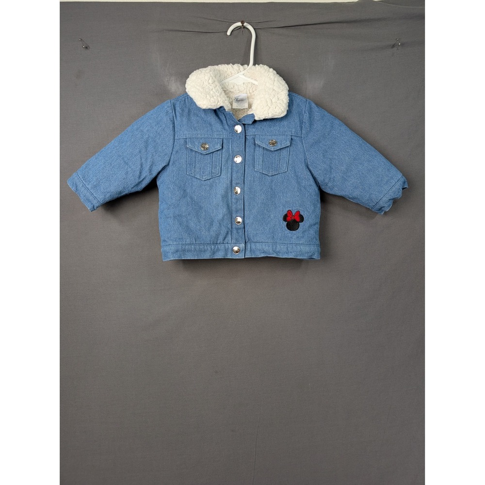Disney Baby Minnie Mouse Denim Jacket Sherpa Collar Blue 18M
